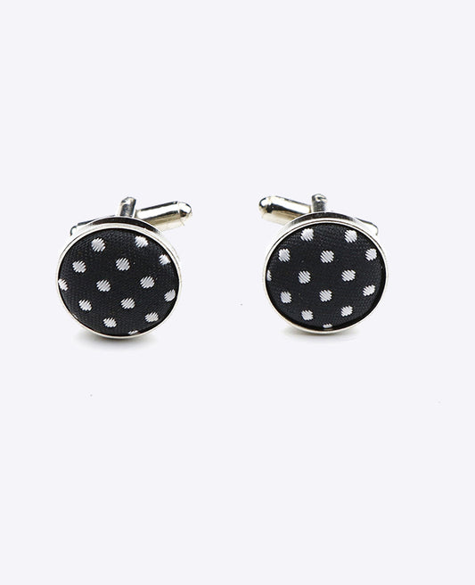 Boutons de Manchette Noir n°2 à Pois en Polyester «Louis»