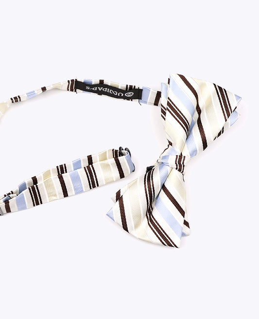 Noeud Papillon Blanc à Rayures Homme en Polyester «Edmond»