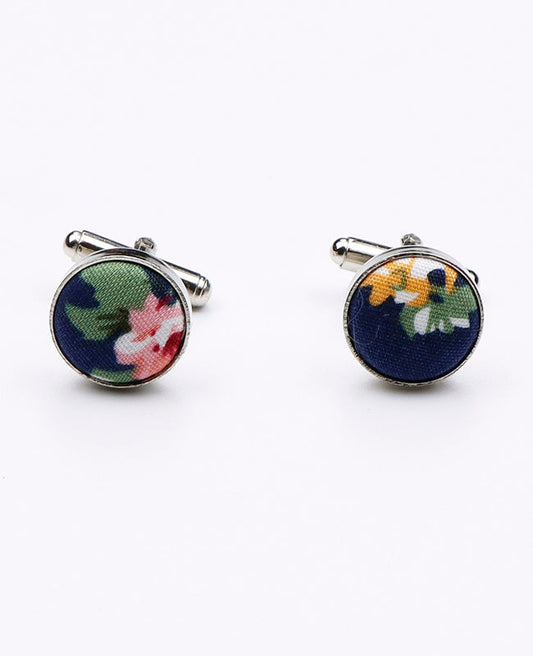 Boutons de Manchette Liberty Bleu n°2 en Coton | Charles - Unipap's