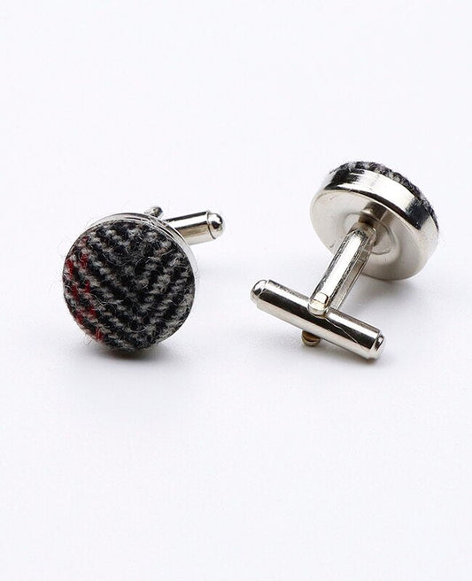 Boutons de Manchette Tartan Gris n°4 en Laine | Norbert - Unipap's