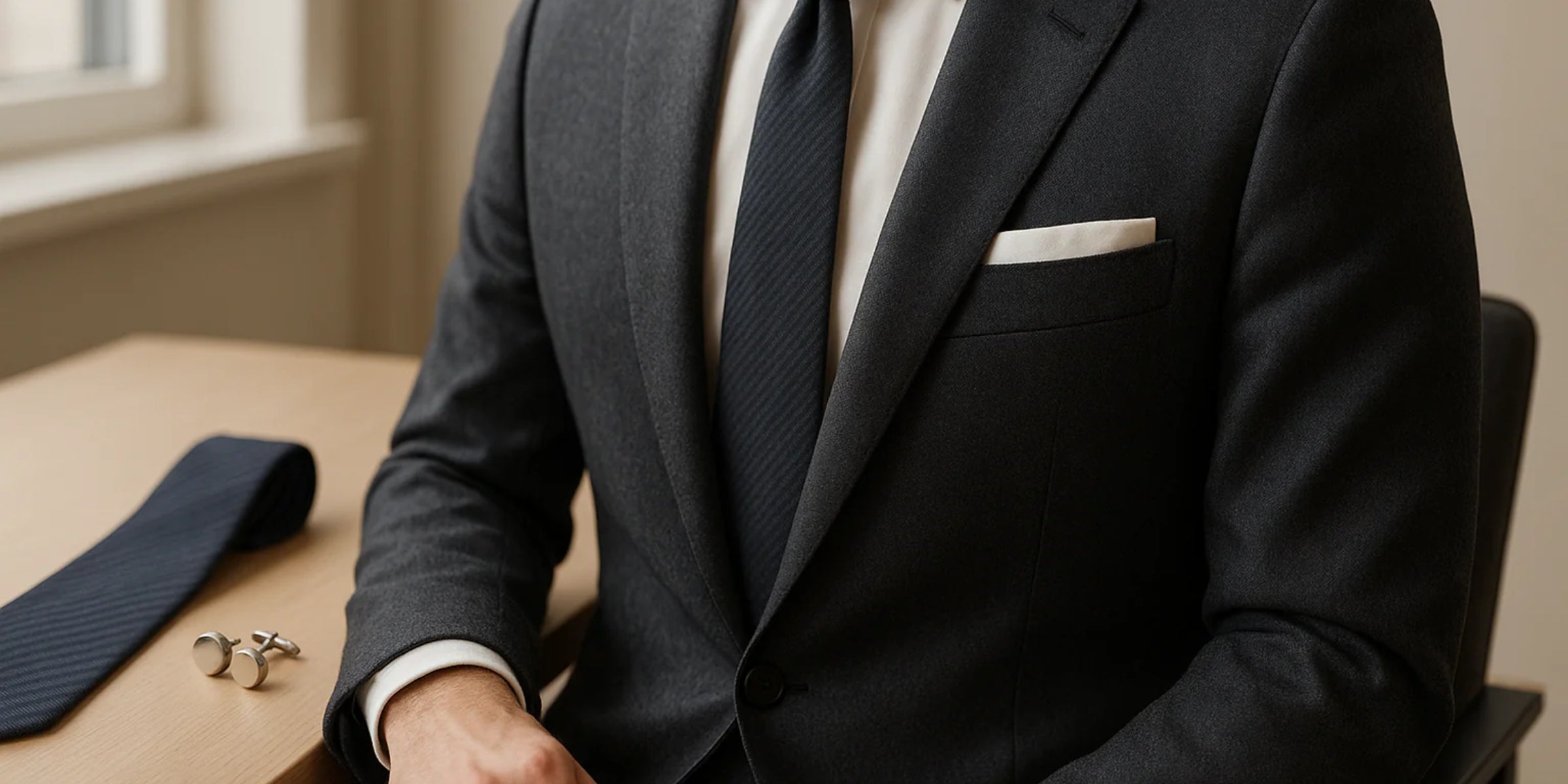 Comment choisir une pochette de costume pour un look homme élégant au bureau ? Afbeelding