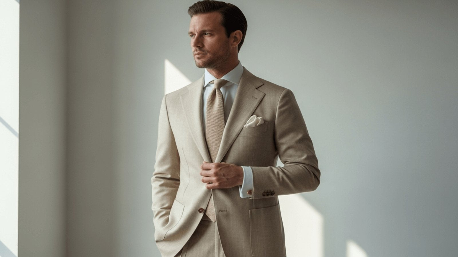 Quelle cravate porter avec un costume beige ? Afbeelding