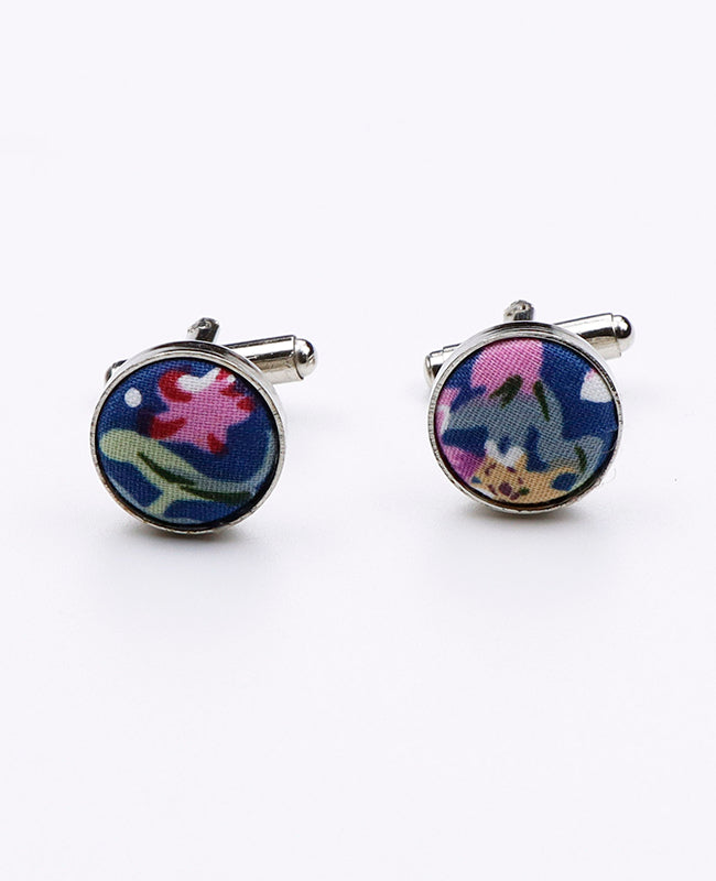 Boutons de Manchette Liberty Bleu n°11 en Coton | Gaspard - Unipap's