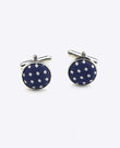 Manchetknopen Blauw nr.1 Met Stippen in Polyester 