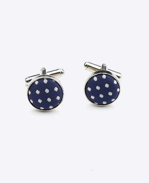 Manchetknopen Blauw nr.1 Met Stippen in Polyester 