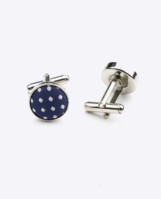 Manchetknopen Blauw nr.1 Met Stippen in Polyester "Louis"