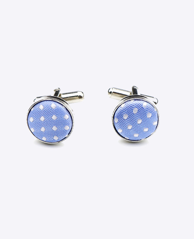Manchetknopen Blauw nr.2 Met Stippen in Polyester "Louis"