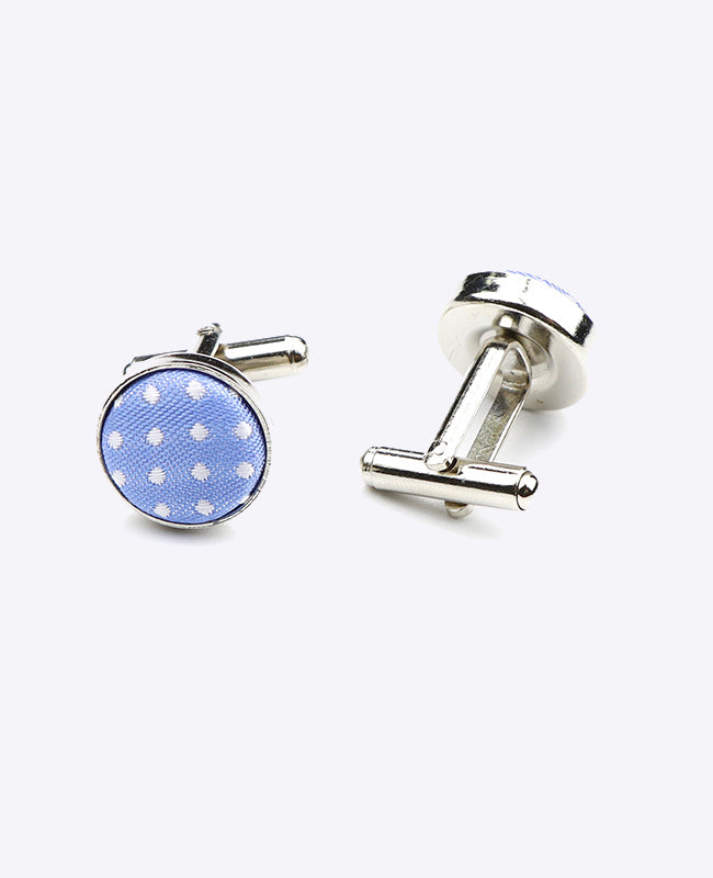 Manchetknopen Blauw nr.2 Met Stippen in Polyester "Louis"