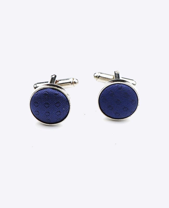 Manchetknopen Blauw nr.3 Met Stippen in Polyester "Louis"