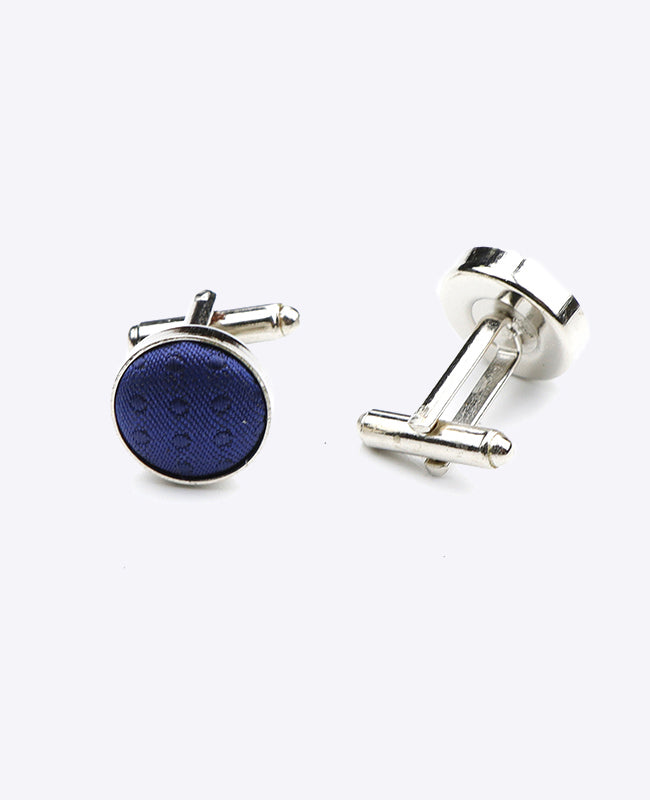 Manchetknopen Blauw nr.3 Met Stippen in Polyester "Louis"