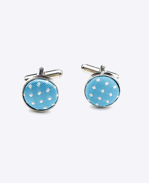 Manchetknopen Blauw nr.4 Met Stippen in Polyester 