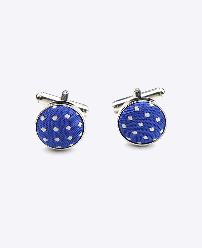 Manchetknopen Blauw nr.5 Met Stippen in Polyester "Louis"