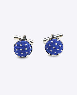 Manchetknopen Blauw nr.5 Met Stippen in Polyester 
