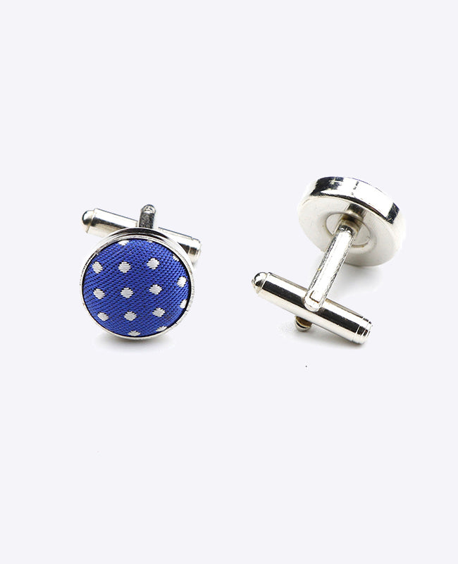 Manchetknopen Blauw nr.5 Met Stippen in Polyester "Louis"