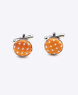 Manchetknopen Oranje Met Stippen in Polyester 