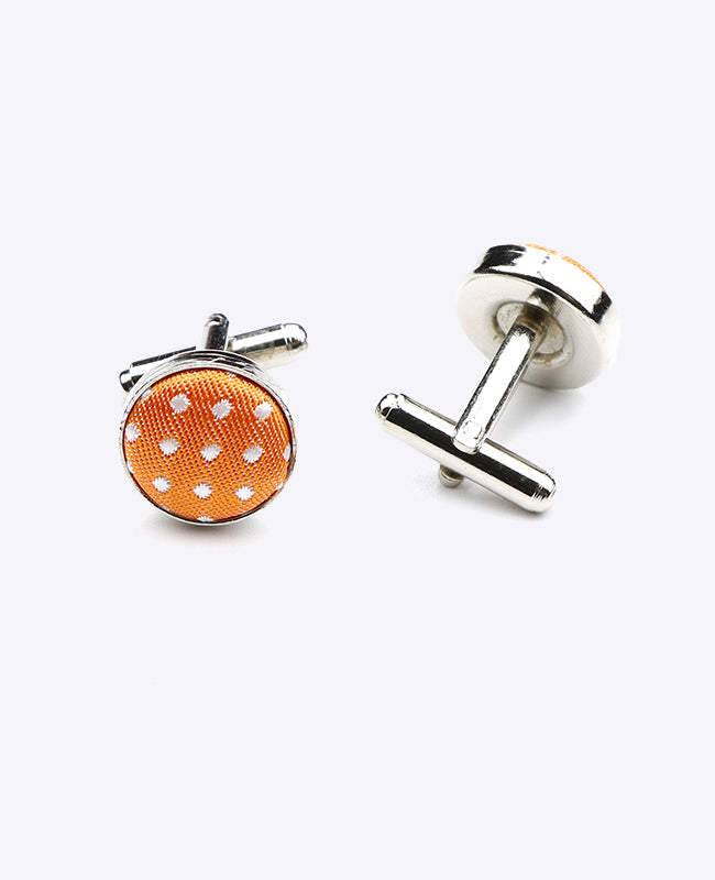 Manchetknopen Oranje Met Stippen in Polyester "Louis"