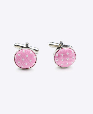 Manchetknopen Roze nr.1 Met Stippen in Polyester 