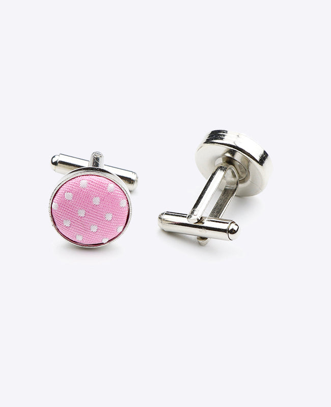 Manchetknopen Roze nr.1 Met Stippen in Polyester "Louis"