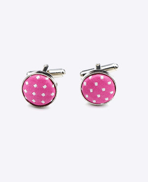 Manchetknopen Roze nr.2 Met Stippen in Polyester 