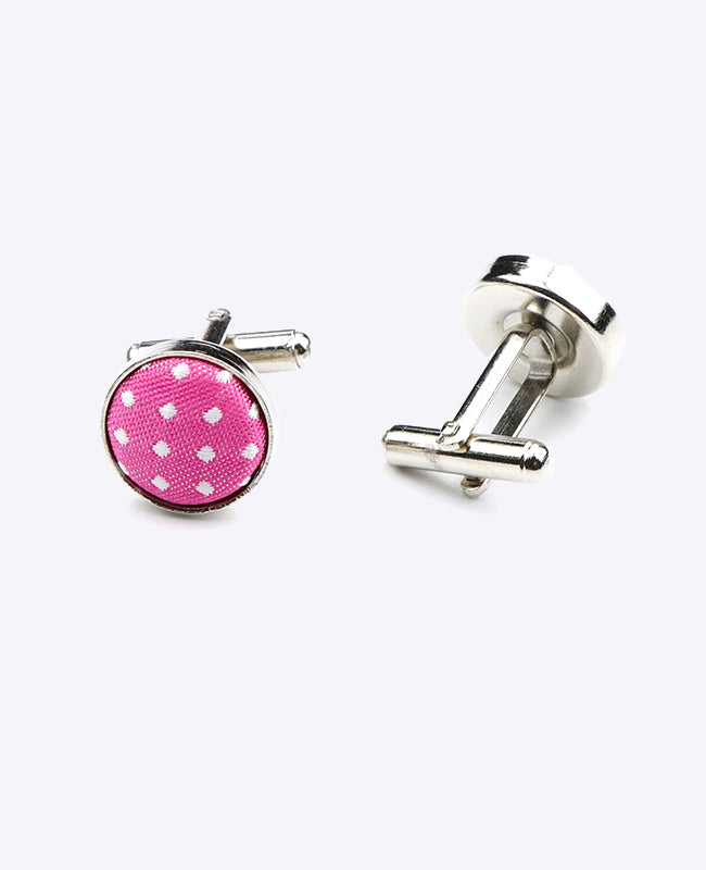 Manchetknopen Roze nr.2 Met Stippen in Polyester "Louis"