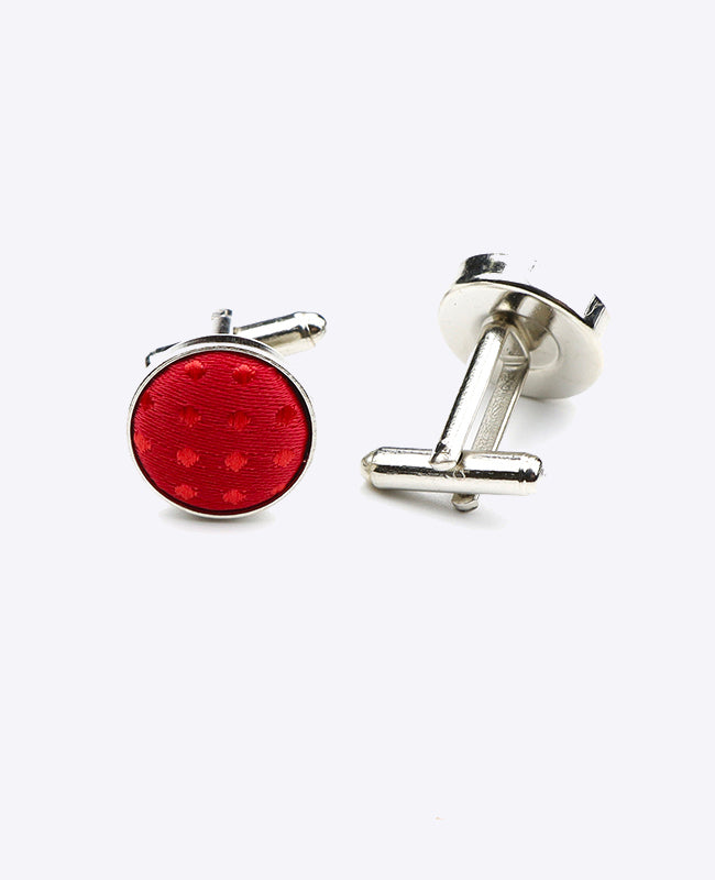 Manchetknopen Rood nr.1 Met Stippen in Polyester "Louis"