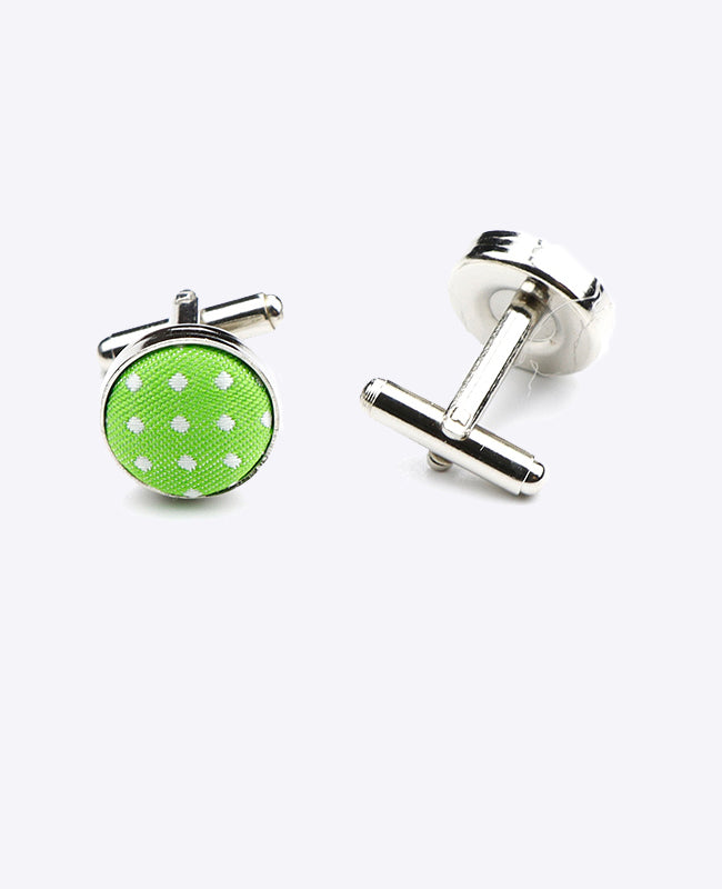 Manchetknopen Groen nr.1 Met Stippen in Polyester "Louis"