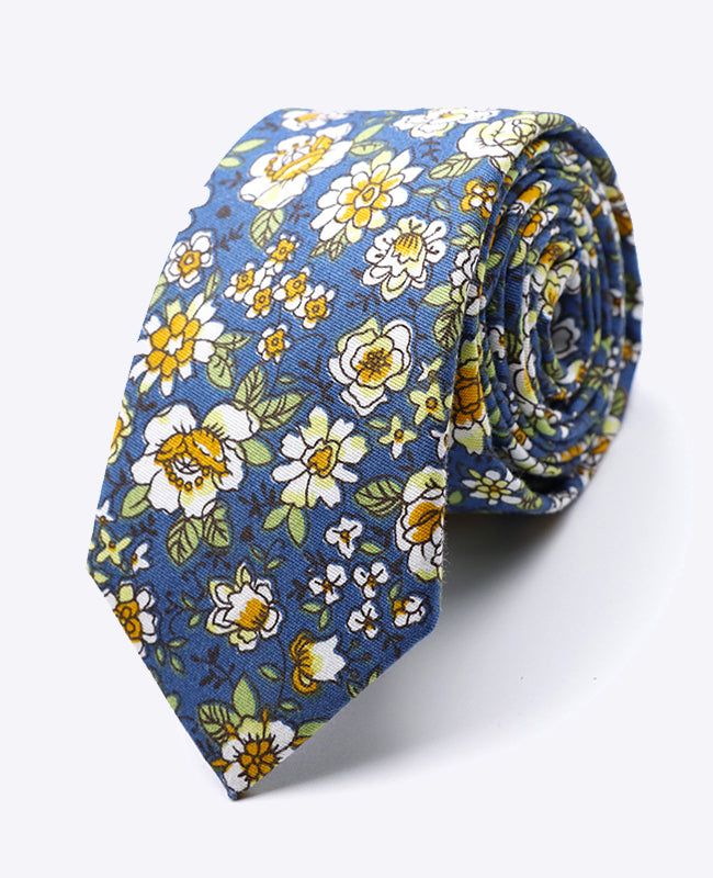 Stropdas Liberty Blauw nr.1 Heren in Katoen "Gaspard"