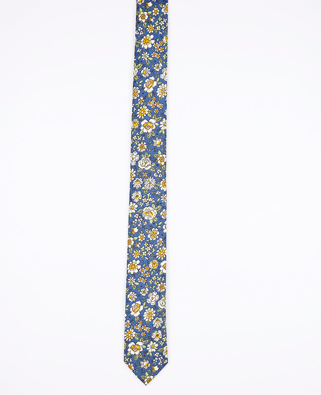 Stropdas Liberty Blauw nr.1 Heren in Katoen "Gaspard"