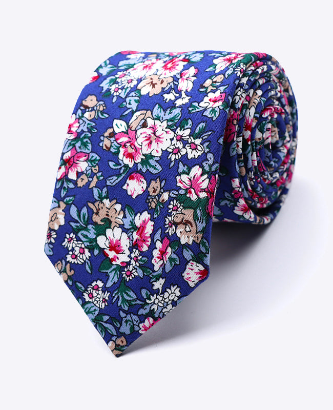 Stropdas Liberty Blauw nr.10 Heren in Katoen "Gaspard"