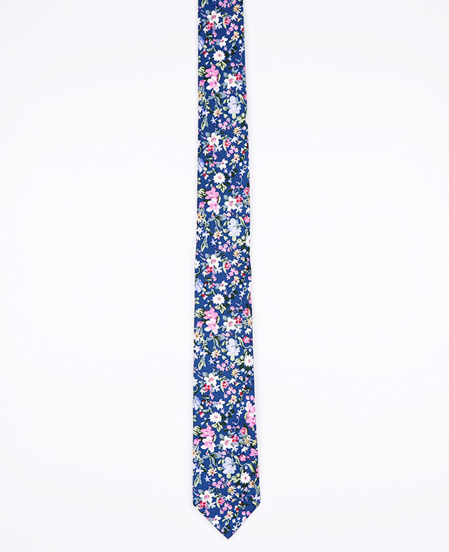 Stropdas Liberty Blauw nr.11 Heren in Katoen | Gaspard - Unipap's
