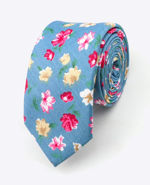 Stropdas Liberty Blauw nr.4 Heren in Katoen | Gaspard - Unipap's