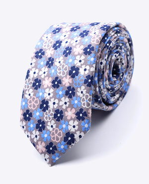 Stropdas Liberty Blauw nr.5 Heren in Katoen | Gaspard - Unipap's