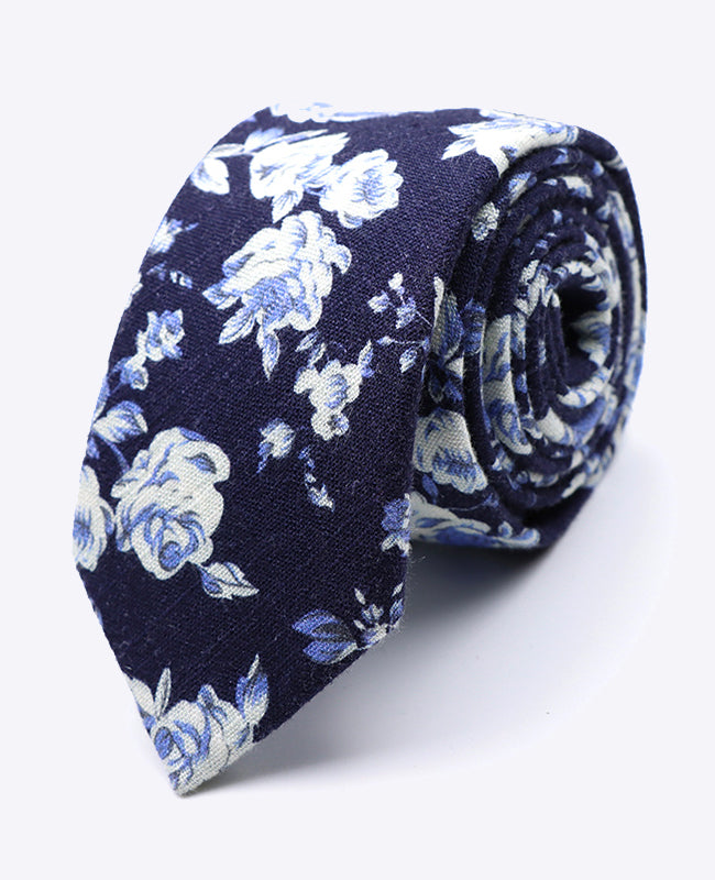 Stropdas Liberty Blauw nr.6 Heren in Katoen | Charles - Unipap's