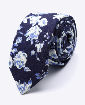 Stropdas Liberty Blauw nr.6 Heren in Katoen | Charles - Unipap's