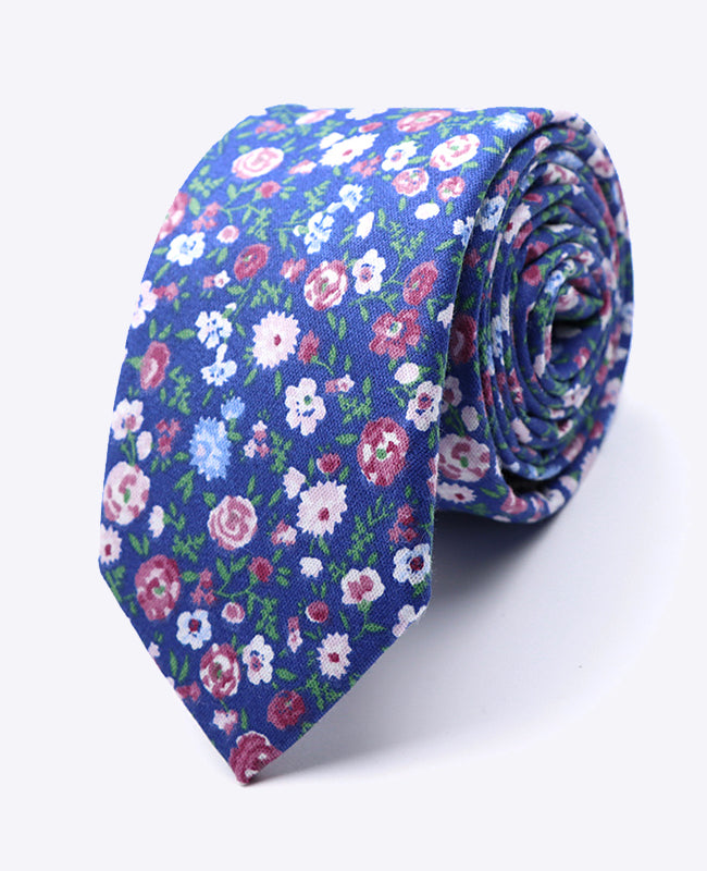 Stropdas Liberty Blauw nr.7 Heren in Katoen | Gaspard - Unipap's
