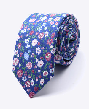 Stropdas Liberty Blauw nr.7 Heren in Katoen | Gaspard - Unipap's
