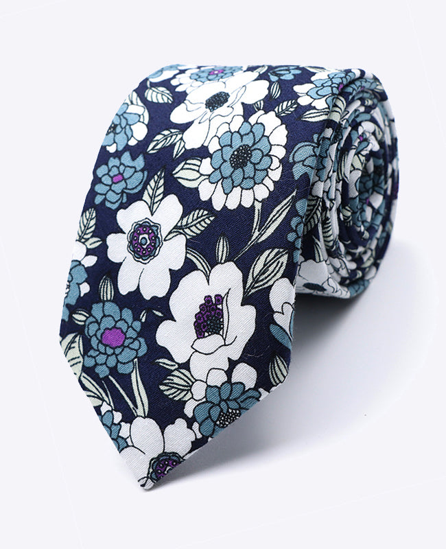 Stropdas Liberty Blauw nr.8 Heren in Katoen | Gaspard - Unipap's