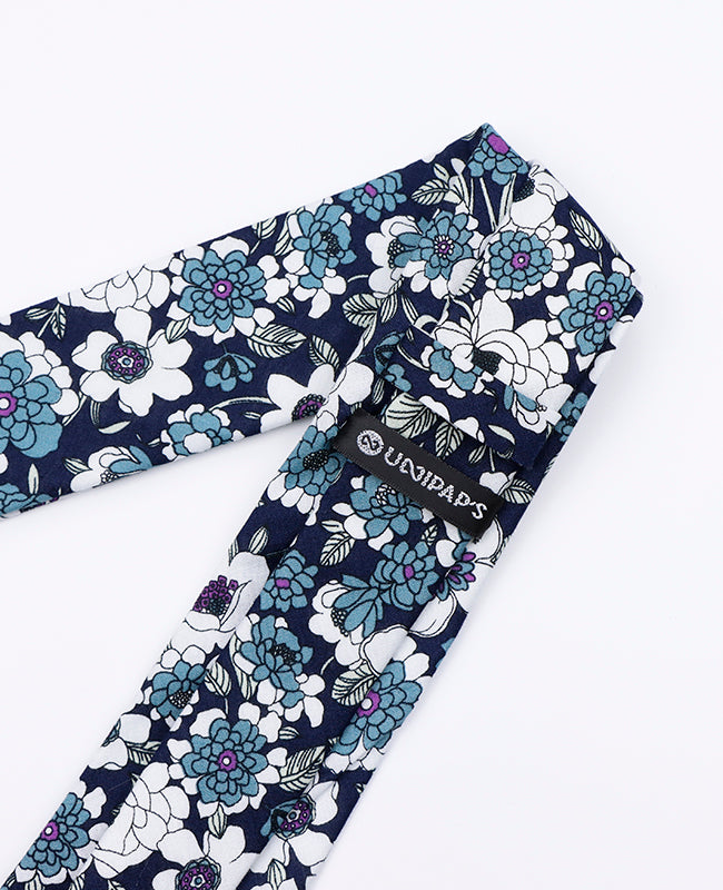 Stropdas Liberty Blauw nr.8 Heren in Katoen | Gaspard - Unipap's