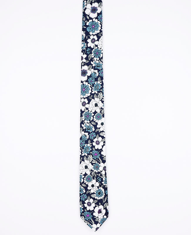 Stropdas Liberty Blauw nr.8 Heren in Katoen | Gaspard - Unipap's