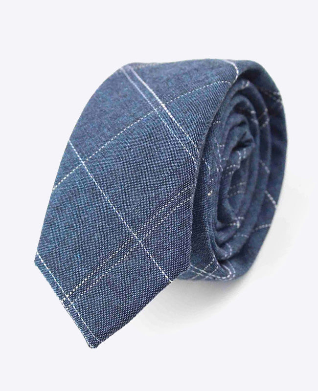 Stropdas Tartan Blauw Heren in Katoen | Marcel - Unipap's