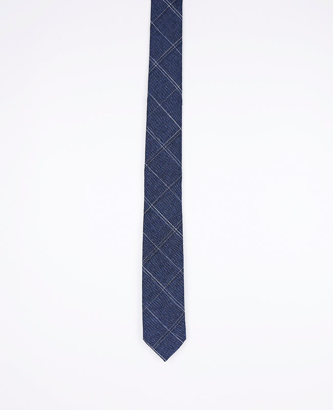 Stropdas Tartan Blauw Heren in Katoen | Marcel - Unipap's