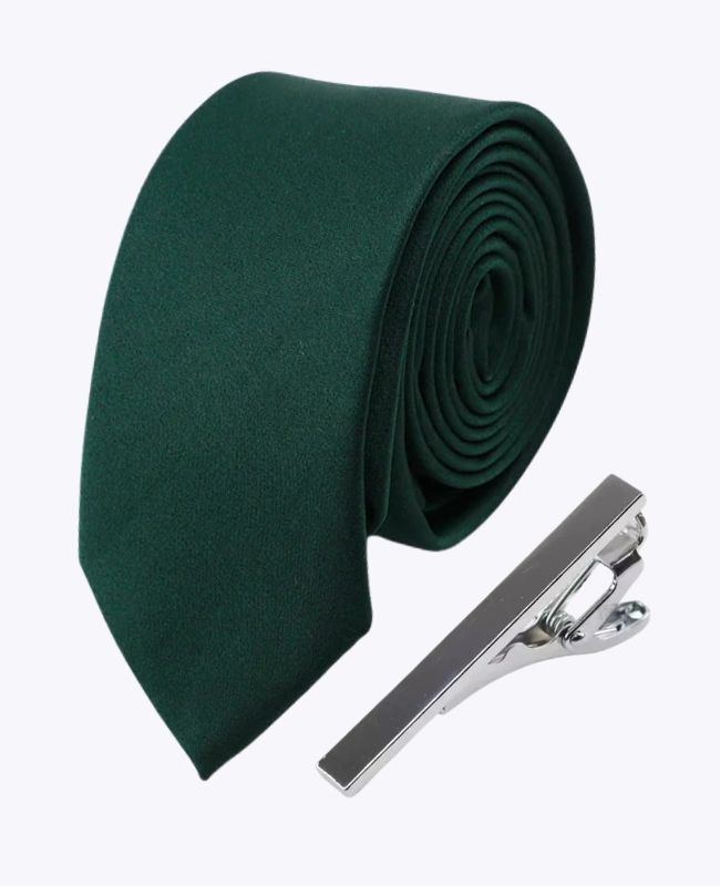 Stropdas + Dasspeld Groen nr.4 Heren in Polyester "Anatole"
