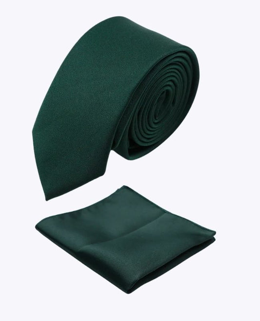Cravate + Pochette de Costume Vert n°4 Homme en Polyester «Anatole»