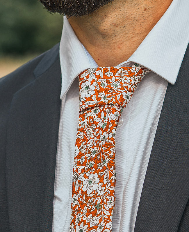 Stropdas Liberty Oranje Heren in Katoen "Clovis"
