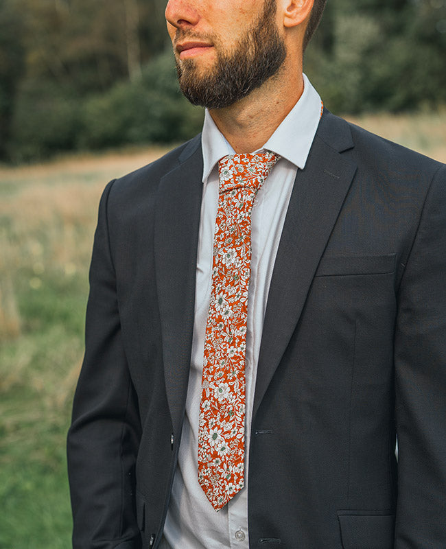 Stropdas Liberty Oranje Heren in Katoen "Clovis"