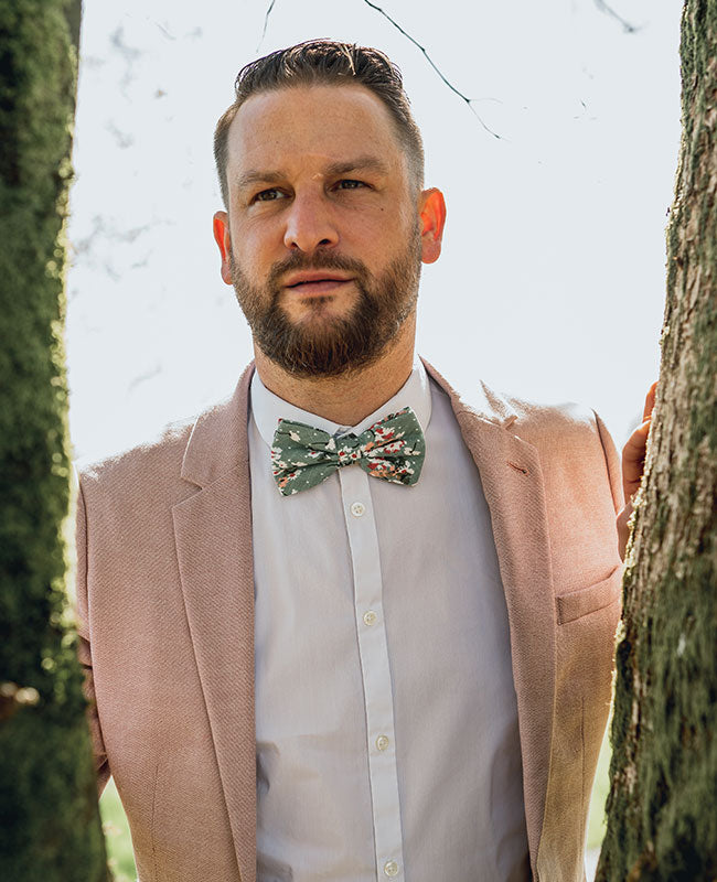 Noeud Papillon Liberty Vert n°3 Homme en Coton «Gaspard»