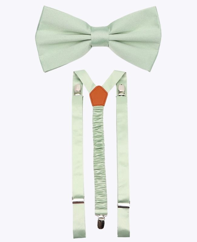 Vlinderdas + Bretels Groen nr.1 Heren in Polyester "Anatole"