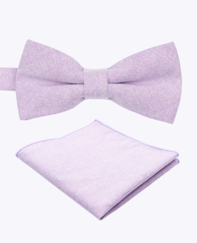 Vlinderstrik + Pochet Paars Heren in Katoen «Edgard»