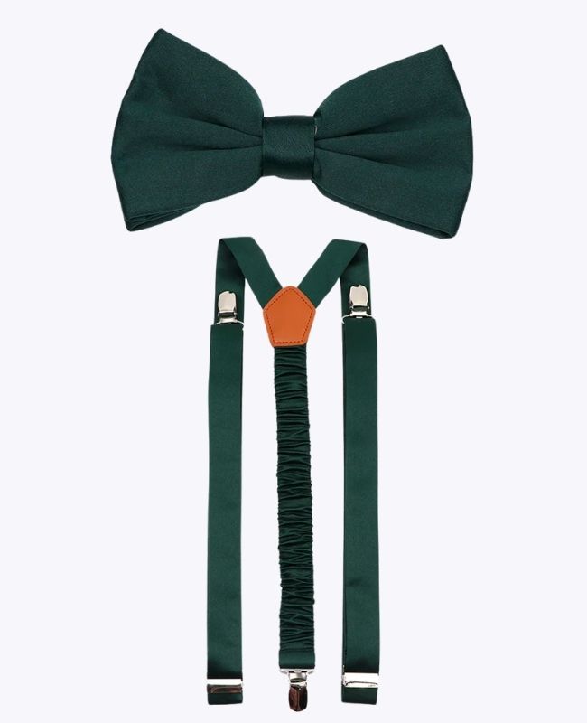 Vlinderdas + Bretels Groen nr.4 Heren in Polyester "Anatole"