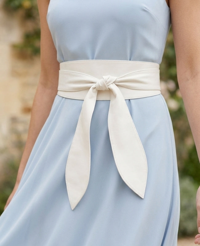 Ceinture de Robe à Nouer Femme Blanc en Cuir "Mathilde"